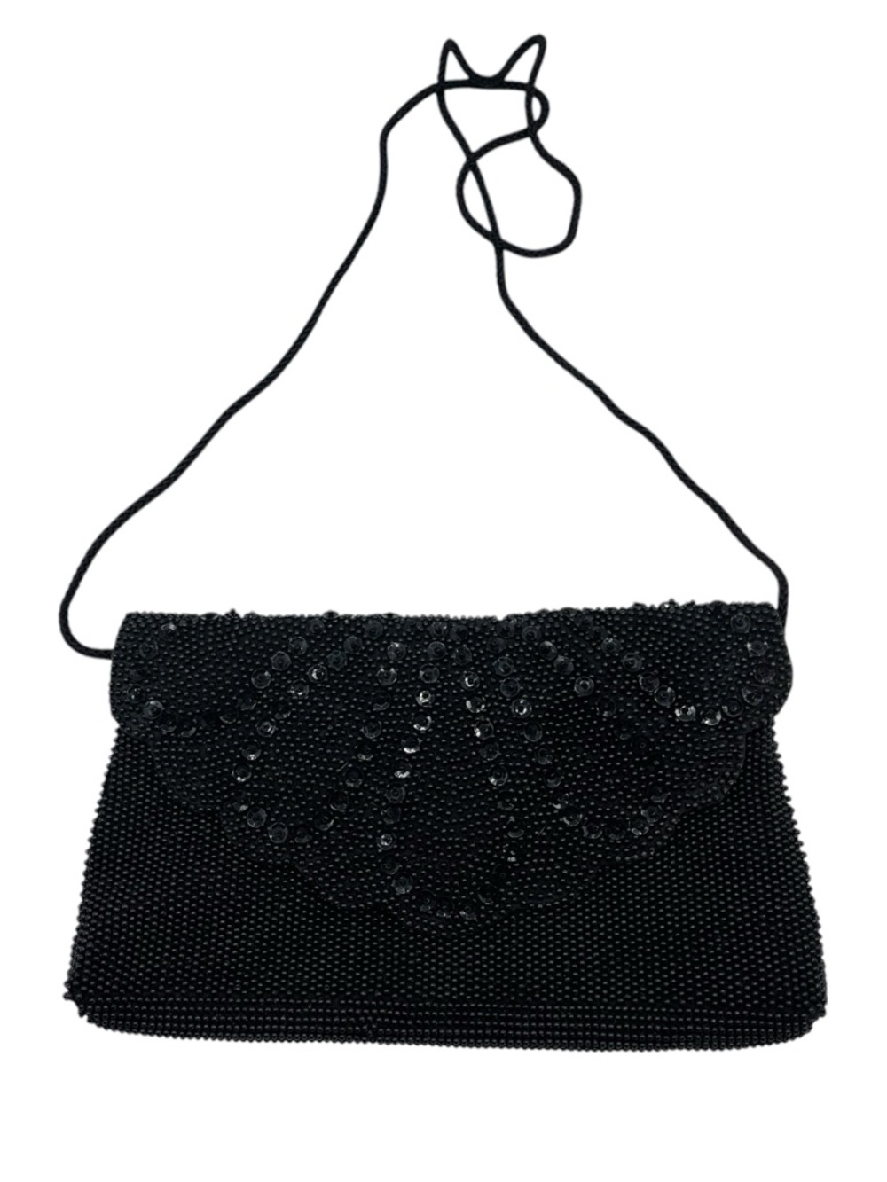 La Regale Vintage Sequin Beaded Purse Black Evening Back